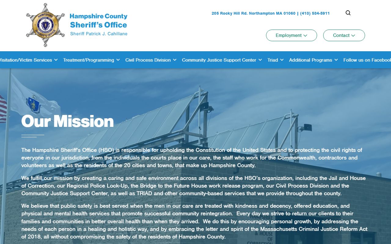 Hampshire County Sheriff website for sex offender registry coordination