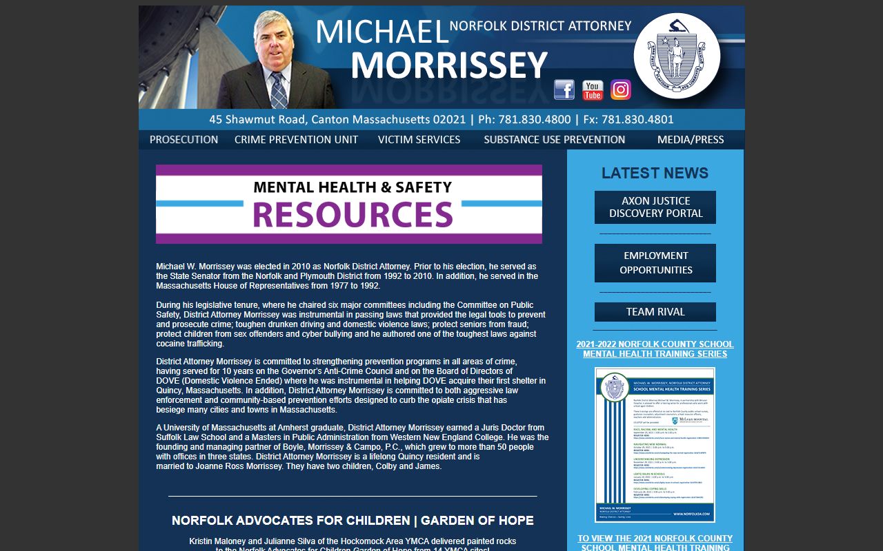 Norfolk County DA website for sex offender registry information
