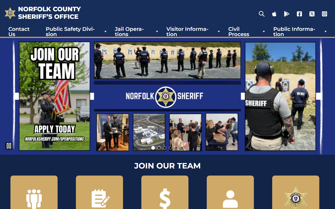 Norfolk County Sheriff website showing sex offender alert program