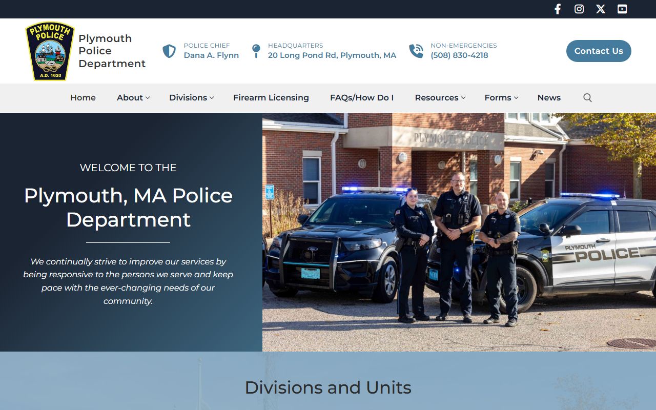 Plymouth Police Department main site for Plymouth County sex offender and public records