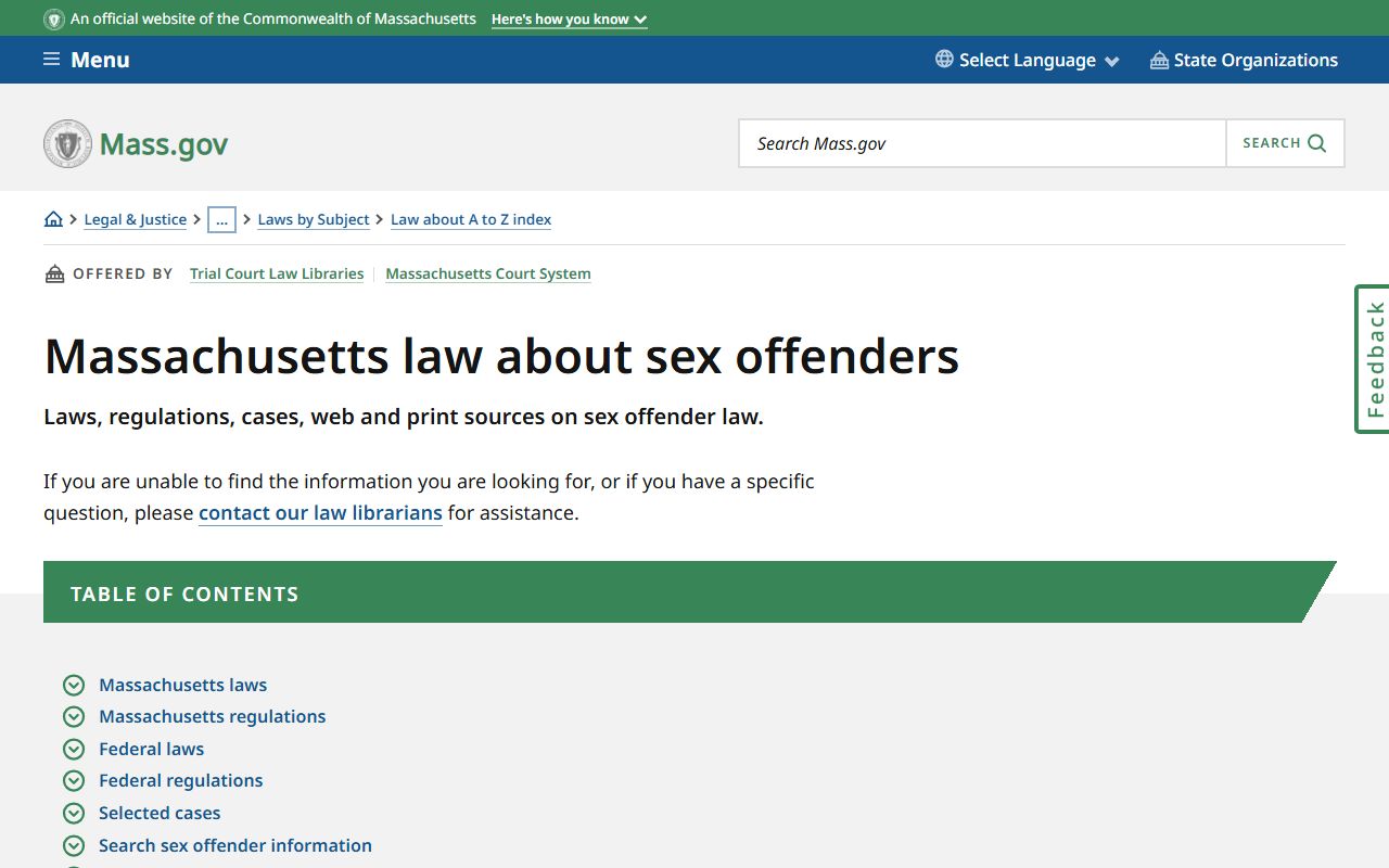 Massachusetts law about sex offenders classification and registry overview